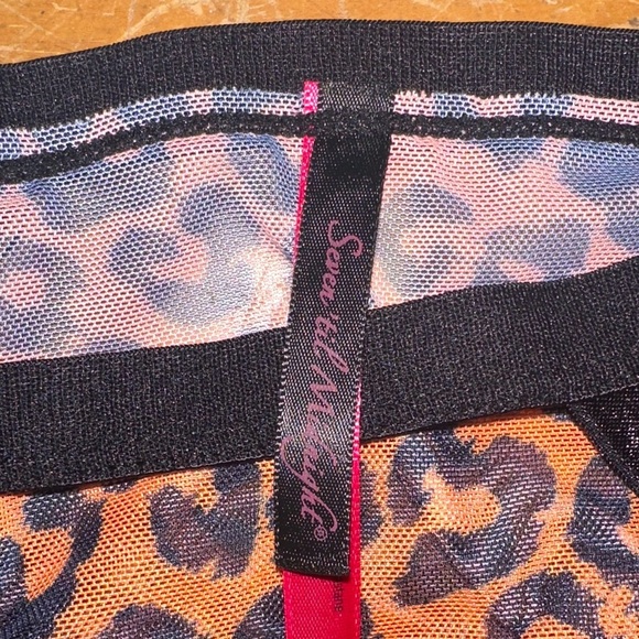 SEVEN TIL MIDNIGHT Leopard Print Lingerie Set Fixed Garter Size Small - Picture 2 of 8